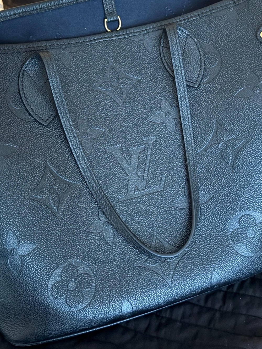 Louis Vuitton Black Monogram Embossed Neverfull MM Tote - Picture 4 of 4